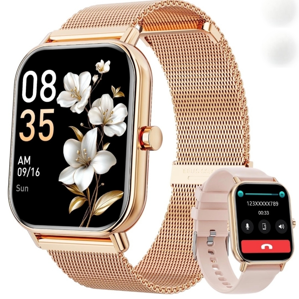 Gold Smartwatch with Mesh Band
